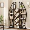 imageYITAHOME Oval Bookshelf 5 Tier Etagere Bookcase Industrial Display Shelves for Living Room Bedroom Home Office BlackRustic Brown