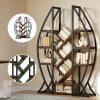 imageYITAHOME Oval Bookshelf 5 Tier Etagere Bookcase Industrial Display Shelves for Living Room Bedroom Home Office BlackRustic Brown