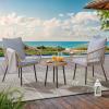 imageYITAHOME Patio Furniture Set with Ottoman 6 Pieces Outdoor Conversation Sets Wicker L Shape Outdoor Couch with Cushions and Side Table Patio Sectional Furniture for Backyard PorchLight Grey
