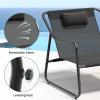 imageYITAHOME Patio Lounge Chair with Ottoman Oversized Papasan Chair with Soft Cushion IndoorOutdoor Textilene Lounge with Teak Wood Handrail and Footstool for Living Room Porch Backyard or Gardenwo Cushion  2PC