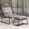 imageYITAHOME Patio Lounge Chair with Ottoman Oversized Papasan Chair with Soft Cushion IndoorOutdoor Textilene Lounge with Teak Wood Handrail and Footstool for Living Room Porch Backyard or Gardenw Cushion  1PC
