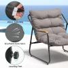 imageYITAHOME Patio Lounge Chair with Ottoman Oversized Papasan Chair with Soft Cushion IndoorOutdoor Textilene Lounge with Teak Wood Handrail and Footstool for Living Room Porch Backyard or Gardenw Cushion  1PC
