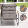 imageYITAHOME Patio Lounge Chair with Ottoman Oversized Papasan Chair with Soft Cushion IndoorOutdoor Textilene Lounge with Teak Wood Handrail and Footstool for Living Room Porch Backyard or Gardenw Cushion  1PC