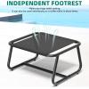 imageYITAHOME Patio Lounge Chair with Ottoman Oversized Papasan Chair with Soft Cushion IndoorOutdoor Textilene Lounge with Teak Wood Handrail and Footstool for Living Room Porch Backyard or Gardenwo Cushion  2PC