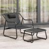 imageYITAHOME Patio Lounge Chair with Ottoman Oversized Papasan Chair with Soft Cushion IndoorOutdoor Textilene Lounge with Teak Wood Handrail and Footstool for Living Room Porch Backyard or Gardenwo Cushion  2PC