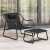 imageYITAHOME Patio Lounge Chair with Ottoman Oversized Papasan Chair with Soft Cushion IndoorOutdoor Textilene Lounge with Teak Wood Handrail and Footstool for Living Room Porch Backyard or Gardenwo Cushion  1PC