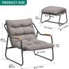 imageYITAHOME Patio Lounge Chair with Ottoman Oversized Papasan Chair with Soft Cushion IndoorOutdoor Textilene Lounge with Teak Wood Handrail and Footstool for Living Room Porch Backyard or Gardenw Cushion  1PC
