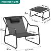 imageYITAHOME Patio Lounge Chair with Ottoman Oversized Papasan Chair with Soft Cushion IndoorOutdoor Textilene Lounge with Teak Wood Handrail and Footstool for Living Room Porch Backyard or Gardenwo Cushion  2PC