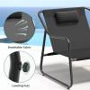 imageYITAHOME Patio Lounge Chair with Ottoman Oversized Papasan Chair with Soft Cushion IndoorOutdoor Textilene Lounge with Teak Wood Handrail and Footstool for Living Room Porch Backyard or Gardenwo Cushion  1PC