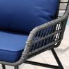 imageYITAHOME Patio Loveseat Wicker Outdoor Furniture All Weather Rattan Conversation Loveseat for Backyard Balcony and Deck with Soft Cushions Light BrownBeigeNavy Blue