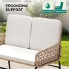 imageYITAHOME Patio Loveseat Wicker Outdoor Furniture All Weather Rattan Conversation Loveseat for Backyard Balcony and Deck with Soft Cushions Light BrownBeigeLight Brownbeige