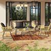 imageYITAHOME Patio Loveseat Wicker Outdoor Furniture All Weather Rattan Conversation Loveseat for Backyard Balcony and Deck with Soft Cushions Light BrownBeigeLight Brownblack