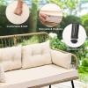 imageYITAHOME Patio Loveseat Wicker Outdoor Furniture All Weather Rattan Conversation Loveseat for Backyard Balcony and Deck with Soft Cushions Light BrownBeigeLight Brownbeige