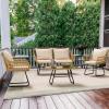 imageYITAHOME Patio Loveseat Wicker Outdoor Furniture All Weather Rattan Conversation Loveseat for Backyard Balcony and Deck with Soft Cushions Light BrownBeigeLight Brownbeige