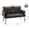 imageYITAHOME Patio Loveseat Wicker Outdoor Furniture All Weather Rattan Conversation Loveseat for Backyard Balcony and Deck with Soft Cushions Light BrownBeigeLight Brownblack