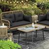 imageYITAHOME Patio Loveseat Wicker Outdoor Furniture All Weather Rattan Conversation Loveseat for Backyard Balcony and Deck with Soft Cushions Light BrownBeigeLight Brownblack