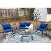 imageYITAHOME Patio Loveseat Wicker Outdoor Furniture All Weather Rattan Conversation Loveseat for Backyard Balcony and Deck with Soft Cushions Light BrownBeigeNavy Blue
