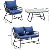 imageYITAHOME Patio Loveseat Wicker Outdoor Furniture All Weather Rattan Conversation Loveseat for Backyard Balcony and Deck with Soft Cushions Light BrownBeigeNavy Blue