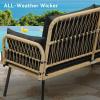 imageYITAHOME Patio Loveseat Wicker Outdoor Furniture All Weather Rattan Conversation Loveseat for Backyard Balcony and Deck with Soft Cushions Light BrownBeigeLight Brownblack