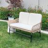 imageYITAHOME Patio Loveseat Wicker Outdoor Furniture All Weather Rattan Conversation Loveseat for Backyard Balcony and Deck with Soft Cushions Light BrownBeigeLight Brownbeige