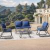 imageYITAHOME Patio Loveseat Wicker Outdoor Furniture All Weather Rattan Conversation Loveseat for Backyard Balcony and Deck with Soft Cushions Light BrownBeigeNavy Blue