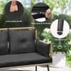 imageYITAHOME Patio Loveseat Wicker Outdoor Furniture All Weather Rattan Conversation Loveseat for Backyard Balcony and Deck with Soft Cushions Light BrownBeigeLight Brownblack