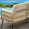 imageYITAHOME Patio Loveseat Wicker Outdoor Furniture All Weather Rattan Conversation Loveseat for Backyard Balcony and Deck with Soft Cushions Light BrownBeigeLight Brownbeige