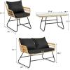 imageYITAHOME Patio Loveseat Wicker Outdoor Furniture All Weather Rattan Conversation Loveseat for Backyard Balcony and Deck with Soft Cushions Light BrownBeigeLight Brownblack