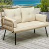 imageYITAHOME Patio Loveseat Wicker Outdoor Furniture All Weather Rattan Conversation Loveseat for Backyard Balcony and Deck with Soft Cushions Light BrownBeigeLight Brownbeige