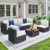 imageYITAHOME Patio Loveseat Wicker Outdoor Furniture All Weather Rattan Conversation Loveseat for Backyard Balcony and Deck with Soft Cushions Light BrownBeigeBeigeblack