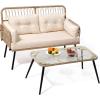 imageYITAHOME Patio Loveseat Wicker Outdoor Furniture All Weather Rattan Conversation Loveseat for Backyard Balcony and Deck with Soft Cushions Light BrownBeigeLight Brownbeige