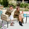 imageYITAHOME Patio Loveseat Wicker Outdoor Furniture All Weather Rattan Conversation Loveseat for Backyard Balcony and Deck with Soft Cushions Light BrownBeigeLight Brownbeige