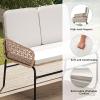 imageYITAHOME Patio Loveseat Wicker Outdoor Furniture All Weather Rattan Conversation Loveseat for Backyard Balcony and Deck with Soft Cushions Light BrownBeigeLight Brownbeige