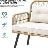 imageYITAHOME Patio Wicker LShaped Furniture Set AllWeather Rattan Outdoor Conversation Sofa Set for Backyard Deck with Soft CushionsOttomans and Plastic Wood Dining Table Light BrownBlackLight Brownbeige