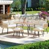 imageYITAHOME Patio Wicker LShaped Furniture Set AllWeather Rattan Outdoor Conversation Sofa Set for Backyard Deck with Soft CushionsOttomans and Plastic Wood Dining Table Light BrownBlackLight Brownbeige
