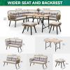 imageYITAHOME Patio Wicker LShaped Furniture Set AllWeather Rattan Outdoor Conversation Sofa Set for Backyard Deck with Soft CushionsOttomans and Plastic Wood Dining Table Light BrownBlackLight Browngray