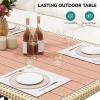 imageYITAHOME Patio Wicker LShaped Furniture Set AllWeather Rattan Outdoor Conversation Sofa Set for Backyard Deck with Soft CushionsOttomans and Plastic Wood Dining Table Light BrownBlackLight Brownbeige