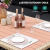 imageYITAHOME Patio Wicker LShaped Furniture Set AllWeather Rattan Outdoor Conversation Sofa Set for Backyard Deck with Soft CushionsOttomans and Plastic Wood Dining Table Light BrownBlackLight Brownblack