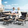 imageYITAHOME Patio Wicker LShaped Furniture Set AllWeather Rattan Outdoor Conversation Sofa Set for Backyard Deck with Soft CushionsOttomans and Plastic Wood Dining Table Light BrownBlackLight Brownblack