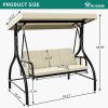 imageYITAHOME Porch Swing Bed 3Seats Outdoor Patio Heavy Duty Swing Chair with Adjustable Canopy Removable Cushion Suitable for Adult in Garden Poolside Balcony Beige