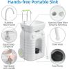 imageYITAHOME Portable Camping Sink 45 L Handwashing Station with Adjustable Wash Basin Soap Dispenser Metal Handle Large Wheels for Outdoor Travel Boat Gather Garden Worksite White45l Portable Sink