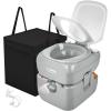 imageYITAHOME Portable Toilet Camping Porta Potty 58 Gallon with Diagonal Deepened and Enlargerd Bowl Hand Sprayer Level Indicator Carry Bag Portable Toilet for Adults RV Travel Boat and TripsStandard SeatBagSprayer