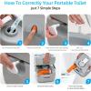 imageYITAHOME Portable Toilet Camping Porta Potty 58 Gallon with Diagonal Deepened and Enlargerd Bowl Hand Sprayer Level Indicator Carry Bag Portable Toilet for Adults RV Travel Boat and TripsStandard Seat