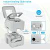 imageYITAHOME Portable Toilet Camping Toilet Travel RV Toilet53 Gallon Detachable Waste Tank Double Water Spouts Portable Toilet for Camping Hiking Hunting Boating GrayDouble Watwer OutletsHandle Flush Pump Wheels