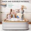 imageYITAHOME Queen Size Air Mattress with Pump and Headboard 18in Luxury Flocked Top Blow up Mattress Durable Inflatable Mattress for Home ampamp Guest Brown AirBed