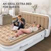 imageYITAHOME Queen Size Air Mattress with Pump and Headboard 18in Luxury Flocked Top Blow up Mattress Durable Inflatable Mattress for Home ampamp Guest Brown AirBed