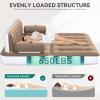 imageYITAHOME Queen Size Inflatable Sofa Bed with Headboard and Pump Convertible Blow Up Couch 2in1 Brown Air Sofa Bed for Home Camping and Guests Brown