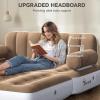 imageYITAHOME Queen Size Inflatable Sofa Bed with Headboard and Pump Convertible Blow Up Couch 2in1 Brown Air Sofa Bed for Home Camping and Guests Brown