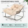 imageYITAHOME Rocking Papasan Chair Wide Rocking Chair Comfy Indoor and Outdoor Lounge Chair with Thick Cushion for Bedroom Living Room Patio Porch Garden Deck Lawn Beige