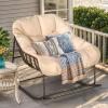 imageYITAHOME Rocking Papasan Chair Wide Rocking Chair Comfy Indoor and Outdoor Lounge Chair with Thick Cushion for Bedroom Living Room Patio Porch Garden Deck Lawn Beige
